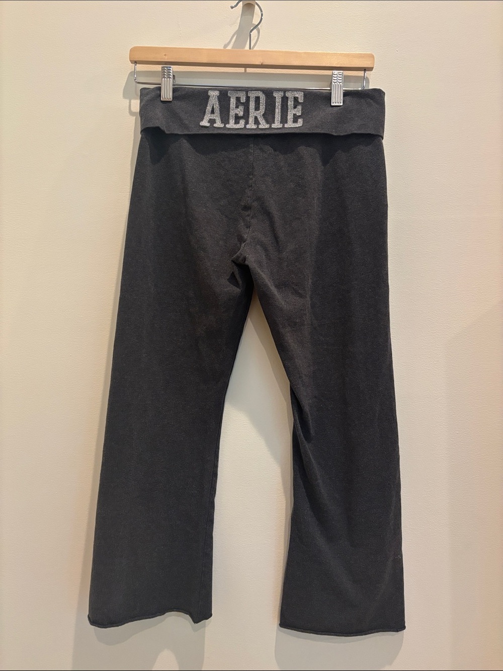Vtg Aerie Yoga Pants Crop Flare Foldover Waist Size Medium